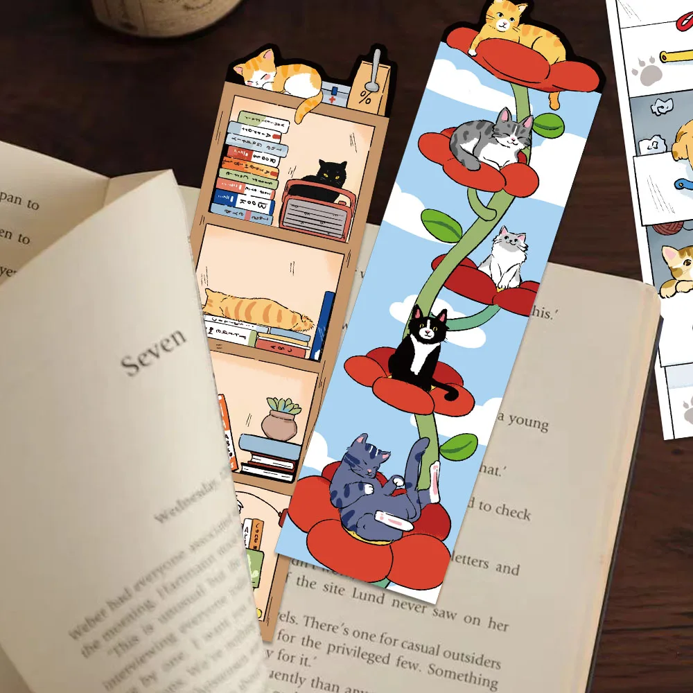 30PCS Cat Bookmark Cartoon Cute Decorative Reading Book Labeling Student Creative Gifts DIY Paper Card Page Labeling Bookmark