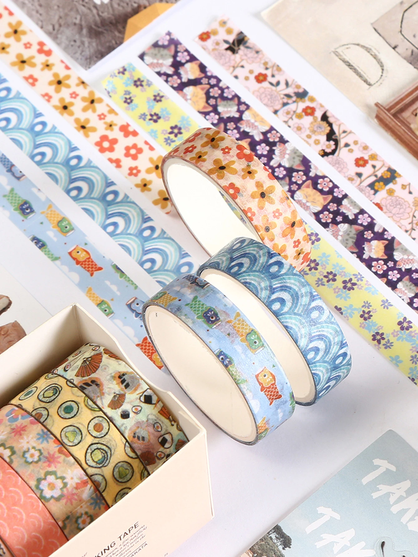 5 Rolls/Box, Various Styles Of Washi Tape, Masking Tape For Design And Diy For Precision Work, School Supplies