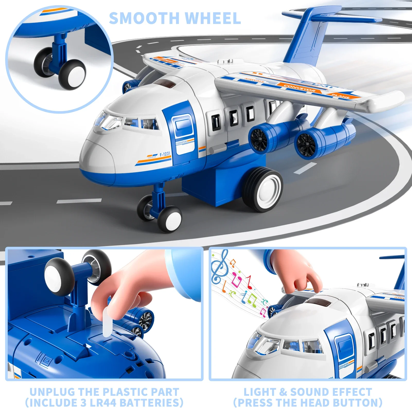 Oversized Collection Aircraft Toy Shape-shifting Multi-purpose Rail Passenger Aircraft with Music Light Maps Toys for Boys Kids