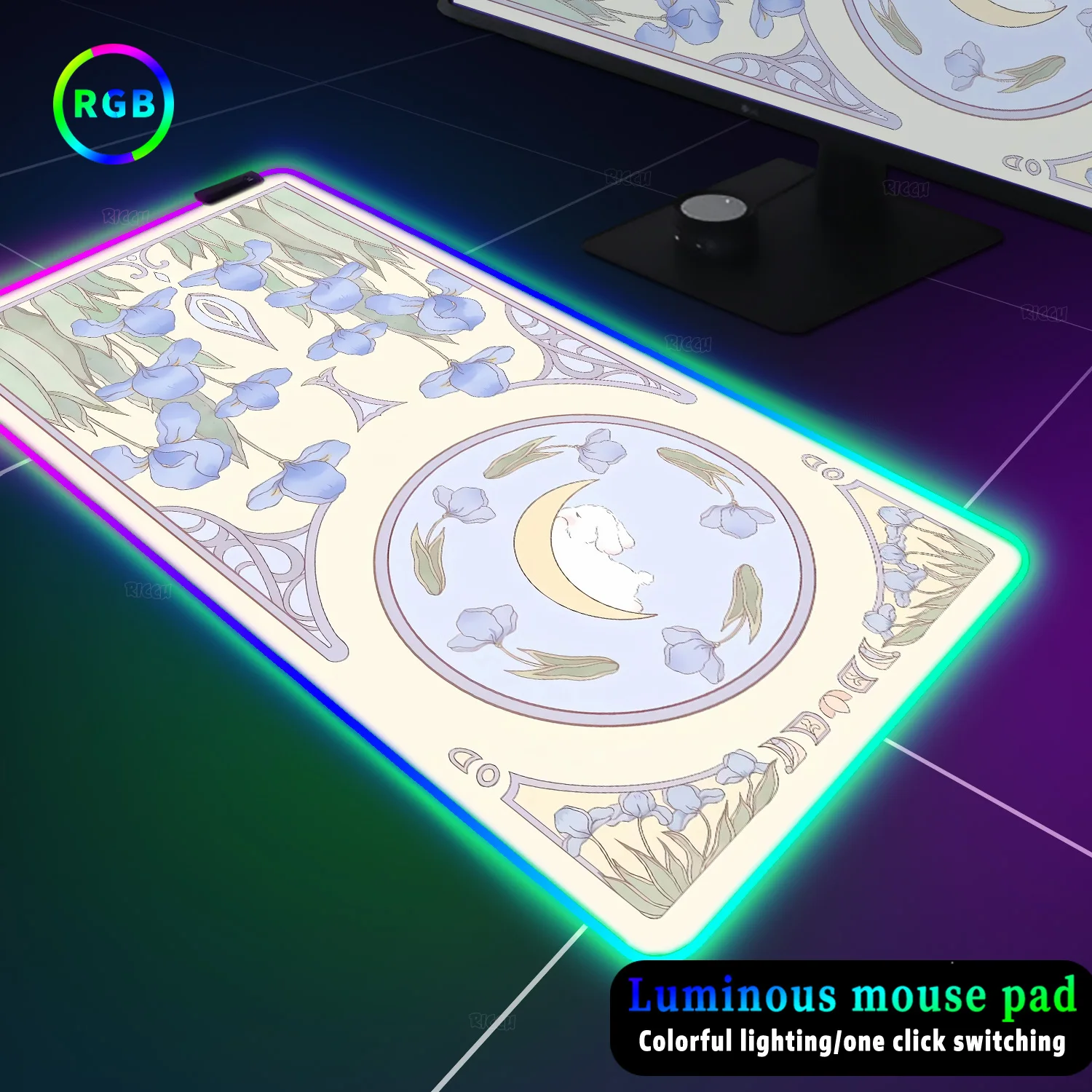 Imagem -01 - Rgb Mouse Pad com Flor Rosa Mousepad Maior para Teclado Tapete de Mesa do Computador Acessórios Gamer Led Tapete do Escritório xl rgb mouse pad com flor rosa mousepad maior para teclado tapete de mesa do computador acessorios gamer led tapete do escritorio xl 01