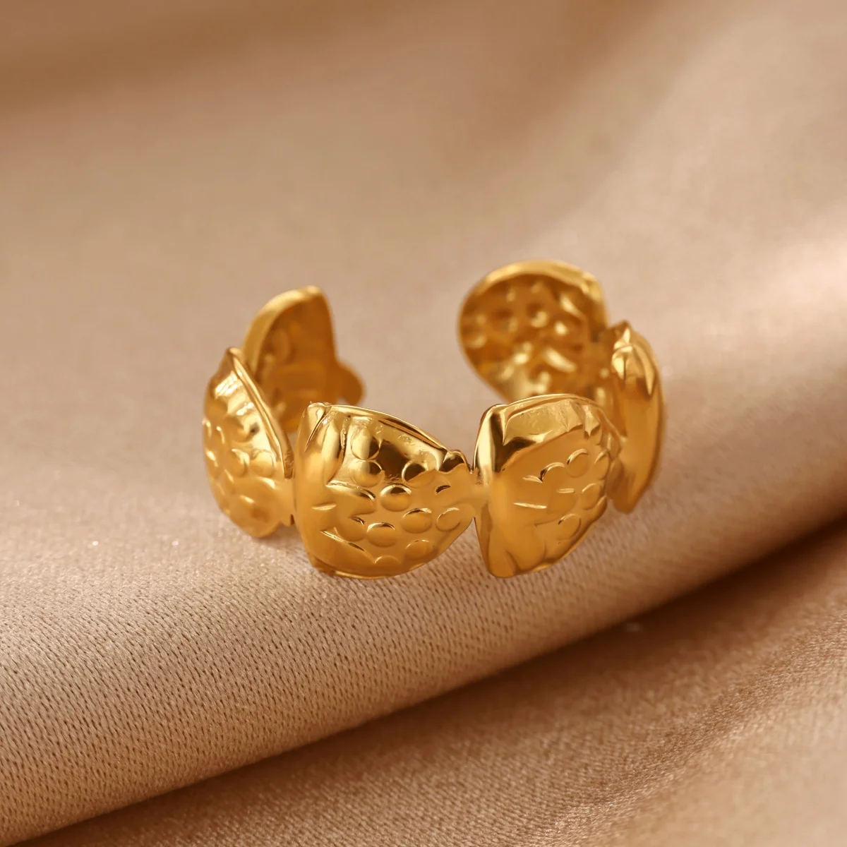 Vintage-Textur-Herzringe für Frauen, goldfarben, Edelstahl, geometrischer Herzring, Hochzeit, Party, ästhetischer Schmuck, Geschenk