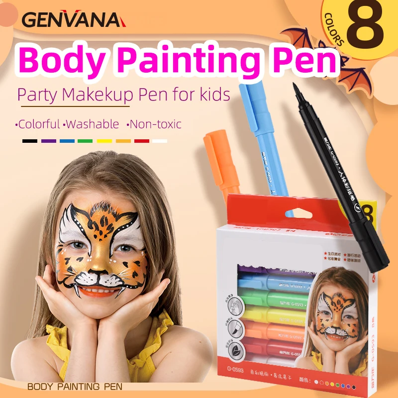 Body Skin Painting Face Paint for kids Washable Marker Pens DIY Makeup Color Drawing Soft Brush Non-toxic Halloween Party