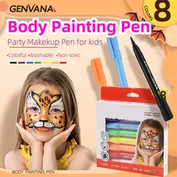 Pintura de piel corporal para niños, rotuladores lavables, maquillaje DIY, dibujo de Color, pincel suave no tóxico, fiesta de Halloween