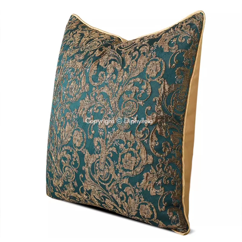 Diphylleia Italian Style Cushion Cover Luxurious Gold Abstract Geometry Pattern Jacquard Throw Pillow Case Luxe Feel Coussins