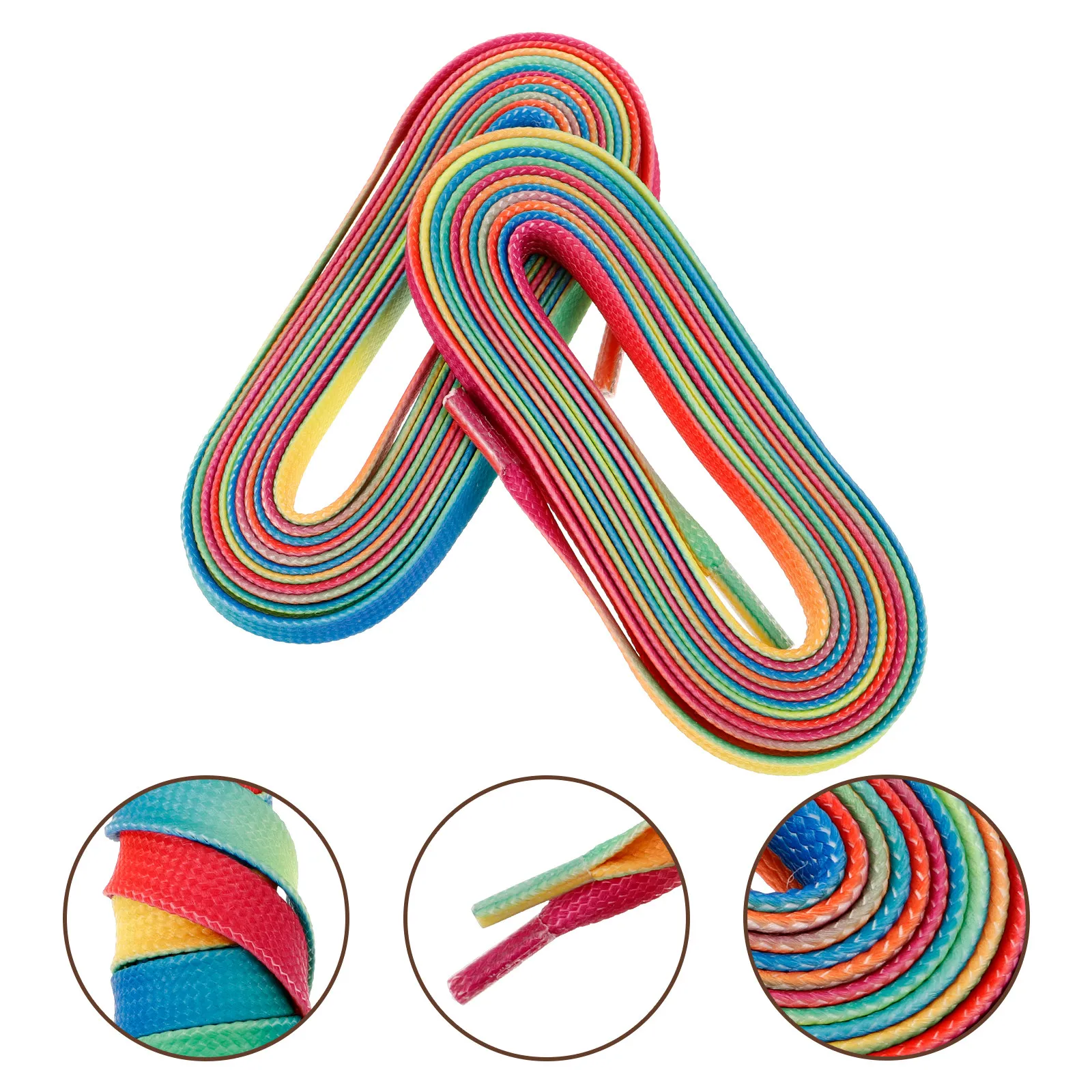 

1Pair Rainbow Ombre Hockey Skate Laces Waxed Performance Shoelaces Wear-Resistant Skates Laces for Roller