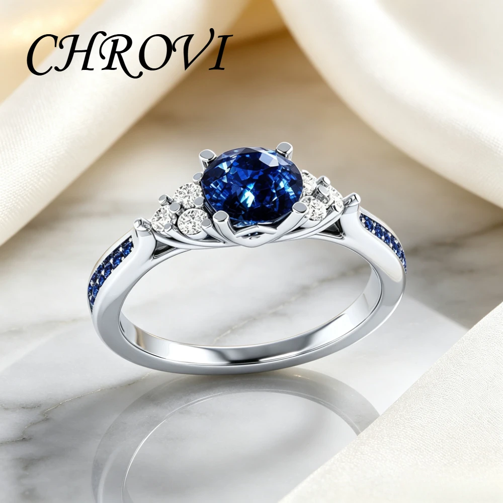Exquisiter 925 Sterling Silber Neues Produkt Saphir- und Zirkonia-Ring - Prinzessinnen-Verlobungsring – Detail 1