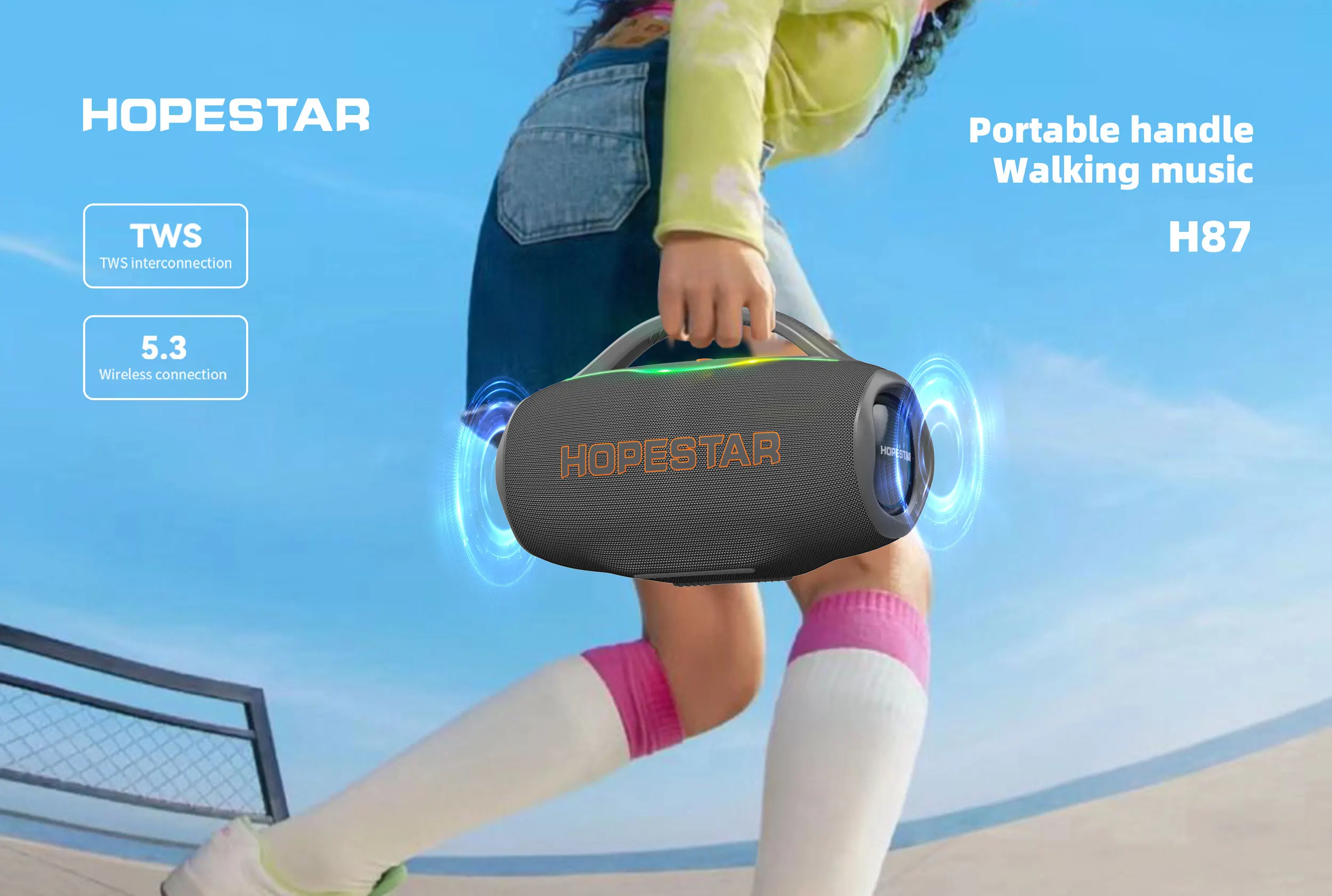 Hopestar H87 Portable Outdoor Soundbar Altavo Wireless Heavy Bass MP3 Loudspeaker Outdoor Waterproof Speakers - Image 4