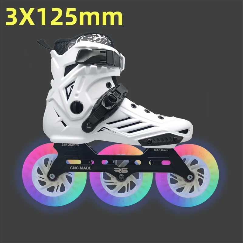 Inline Skate Shoes,3*125mm Big Wheel For Downhill Street Road Fast Speed Roller Skating 125mm Adults Rolling Sneakers 35-44