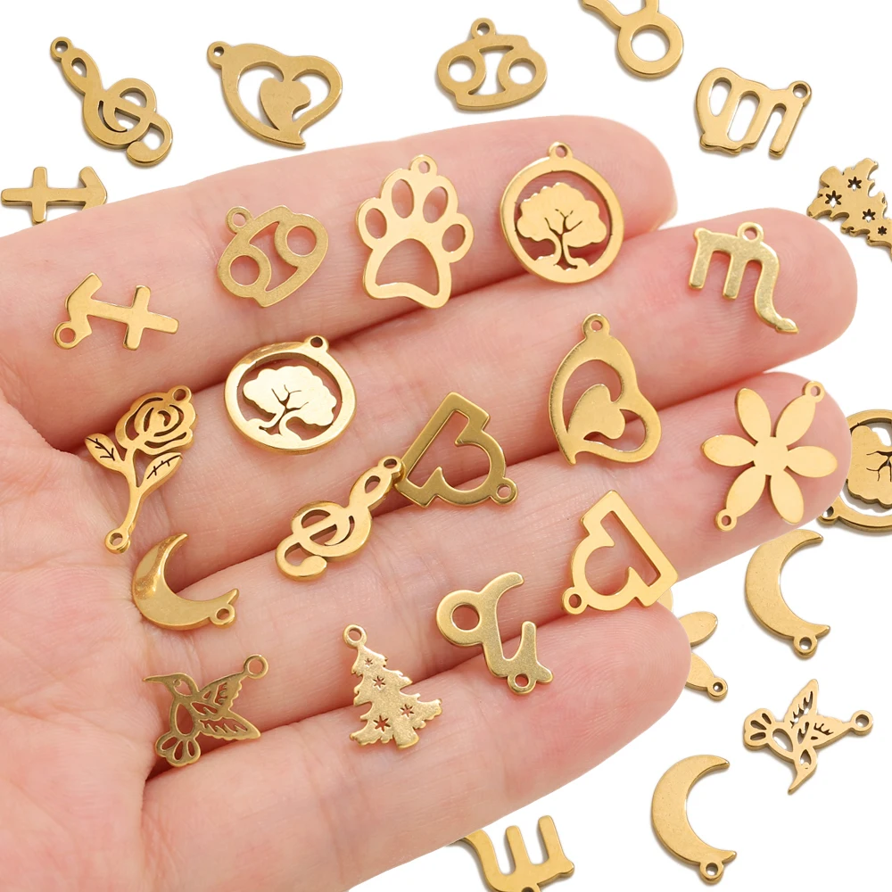 

20pcs/lot Stainless Steel Flower heart Charms Fit Bracelet Connector Charm Bracelet Necklace for DIY Handmade Jewelry Making