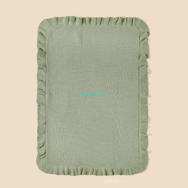 K92D Cotton Ruffle Knitted Wrap Towel Soft and Breathable Bed Blanket Autumn Winter
