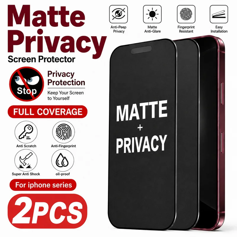 2pcs 2pcs Matte Privacy Tempered Glass Screen Protector, For iPhone Duo/18 Pro Max/18 Pro/18/17 Pro Max/17/16/15/14/13/12/ Soft Film - Aliexpress Deal