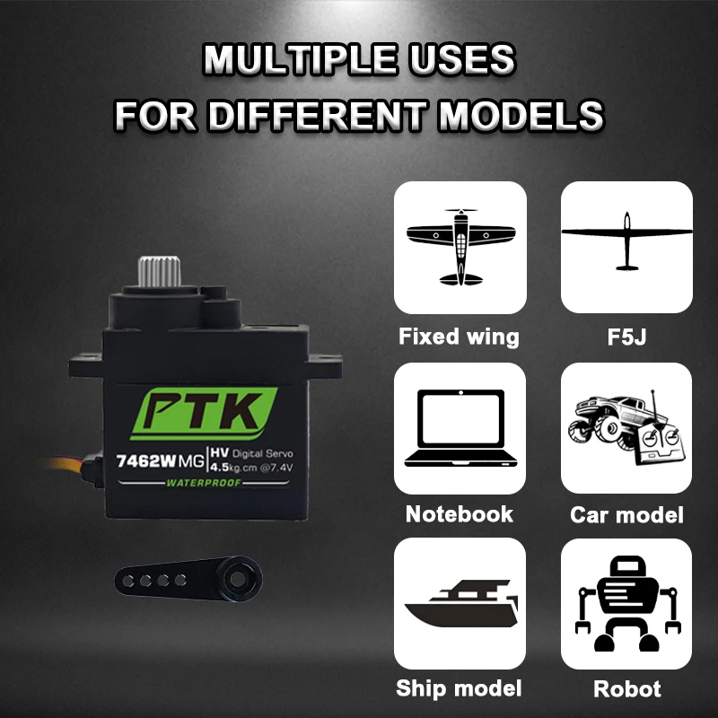 PTK 7462W MG 9g Micro Wasserdichter Servo 5KG Metallgetriebe HV für RC-Flugzeuge, Autos, Helikopter und Roboter 180° ° 1/10 Digital-Servo – Detail 9