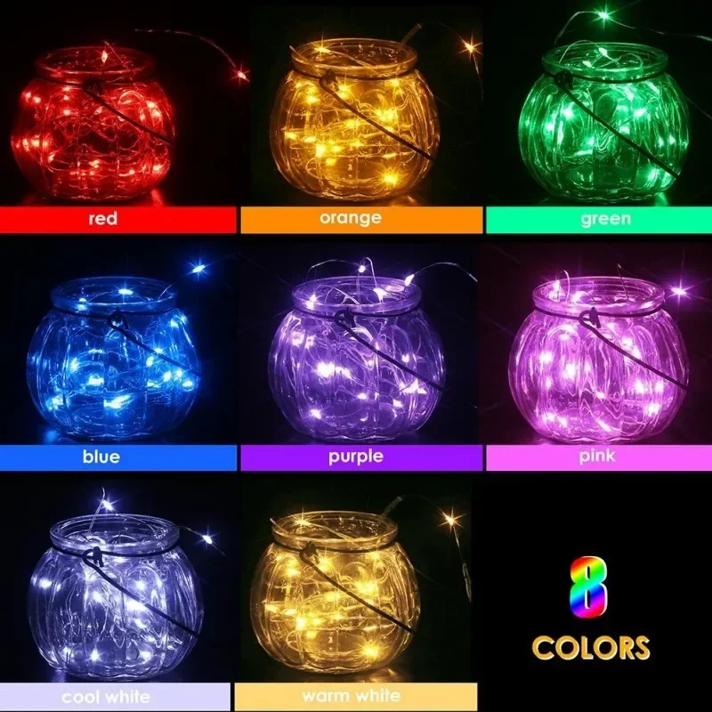 Cadena de luces LED de alambre de cobre, iluminación de vacaciones, hadas para guirnalda de árbol de Navidad, decoración de fiesta de boda, 1M, 2M,