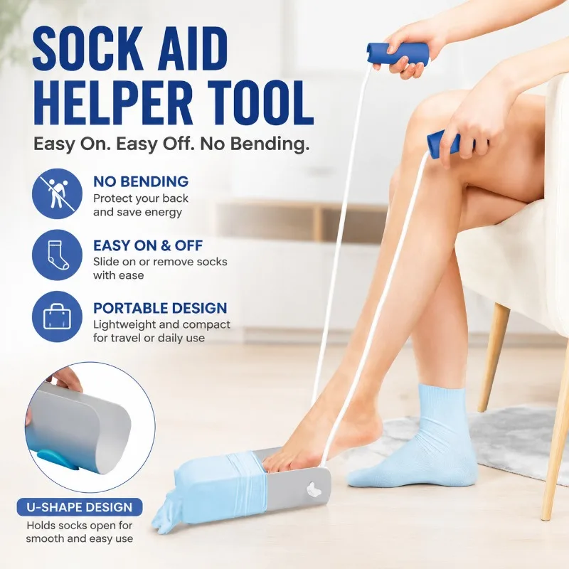 Upgraded Sock Aid Device No Bending Sock Wearing Helper Practical Mobility Accessory for Elderly Pregnant Women Reduce Waist