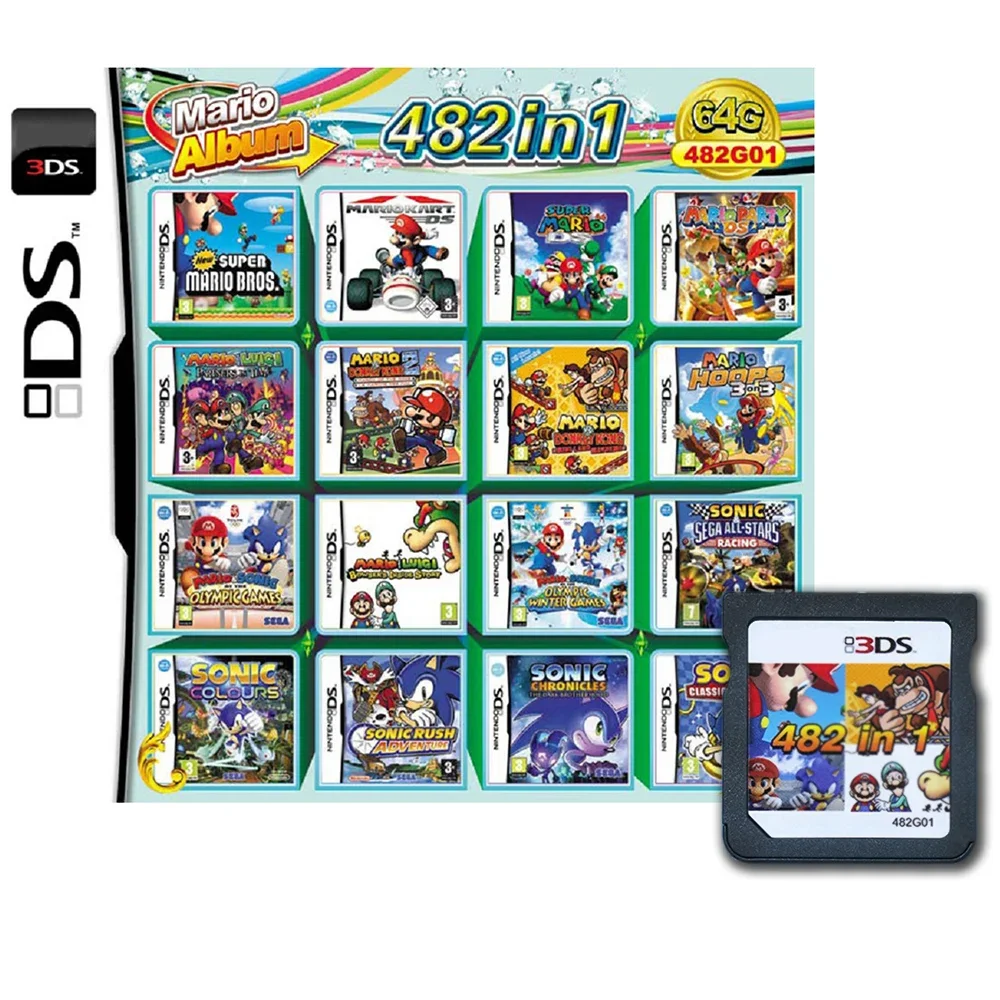Kompilacja 4300 w 1 DS NDS 3DS 3DS NDSL karta kartridż z grą gra wideo odtwarzacza przenośnego (karta R4)