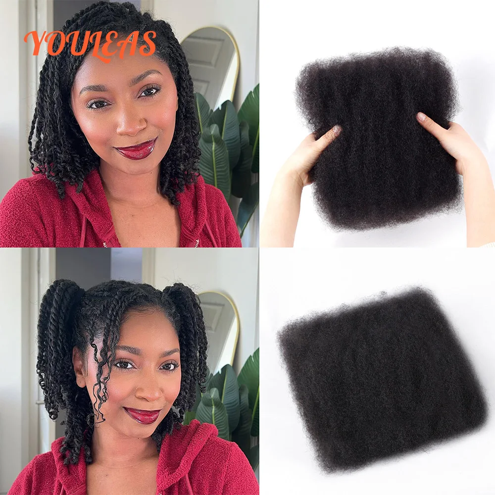 

Afro Kinkys Объемные человеческие волосы 100% настоящие человеческие волосы для мини-заплетения Loc Extensions & Вязаные крючком Кудрявые вьющиеся пучки волос 50 г