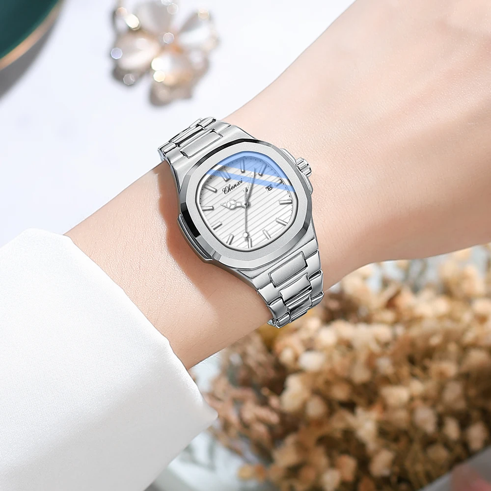 CHENXI Top Luxury Quartz Watch Women Waterproof Clock Fashion Stainless Steel Luminous Ladies Date Wristwatch