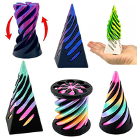 3D Printed Spiral Cone Toy Colorful Rotating Pyramid Decompression Toy Three-dimensional Children Fingertip Toys  פירמידה מסתובב