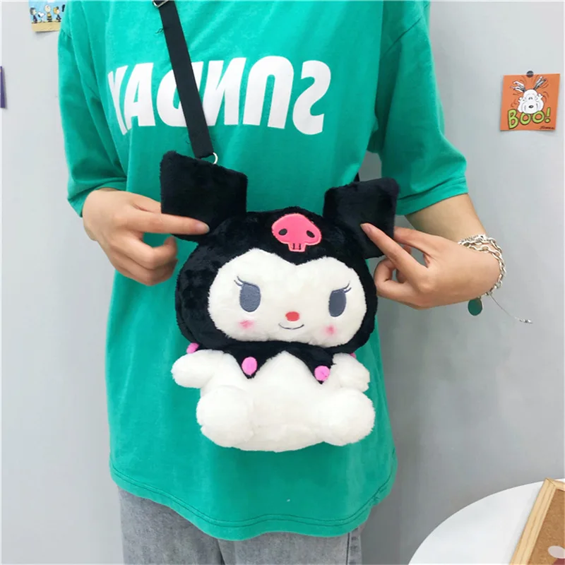 New Sanrio Kuromi peluche borsa bambini peluche borsa ragazze zaino Kawaii farcito giocattoli Plushie Cartoon donne borse ragazzi regali di compleanno