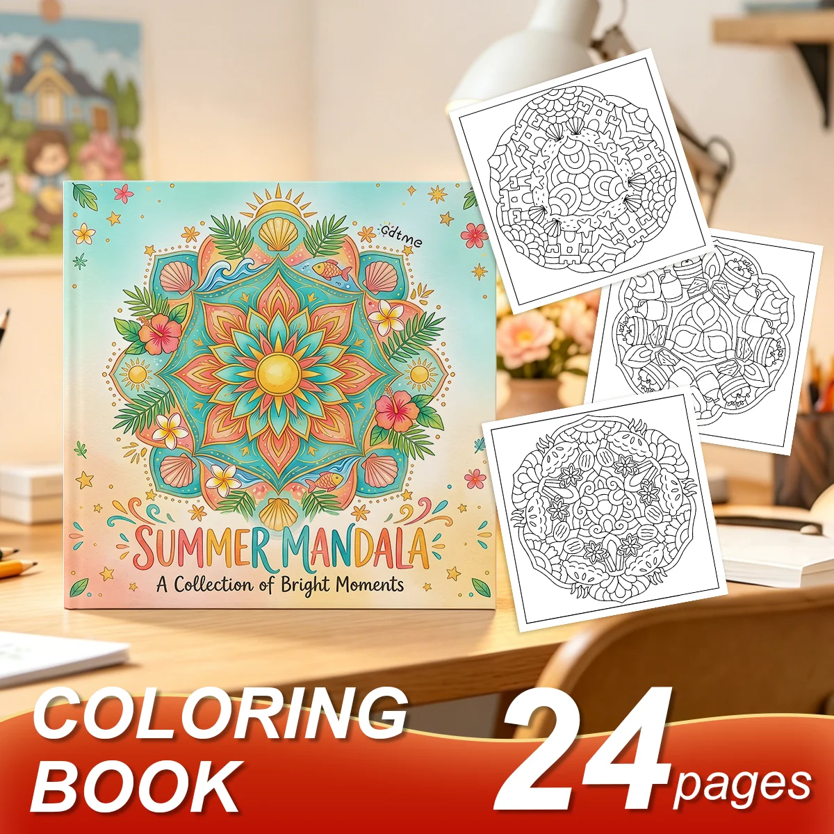 Summer Tropical Mandala Bold-easy Patterns Coloring Book for Adults Cute Drawing Book Perfect Gift for Party and Birthday