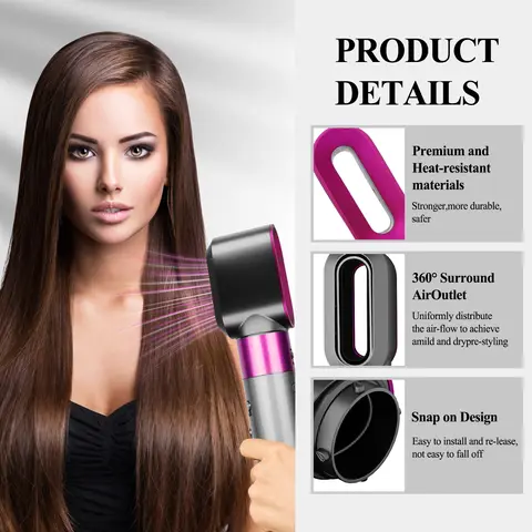 Snabbtorkande förstylingmunstycke för Airwrap HS01/HS05 kompatibelt tillbehör i nickel/fuchsia färg 12 best sales Dyson Airwrap-borste - №5