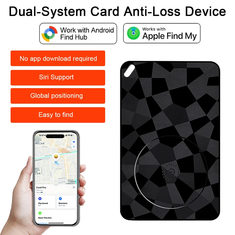 

Wireless Rechargeable Anti-Loss Wallet Locator with iOS, Android Dual System Ultra-thin Card Waterproof Wallet Tracker Card