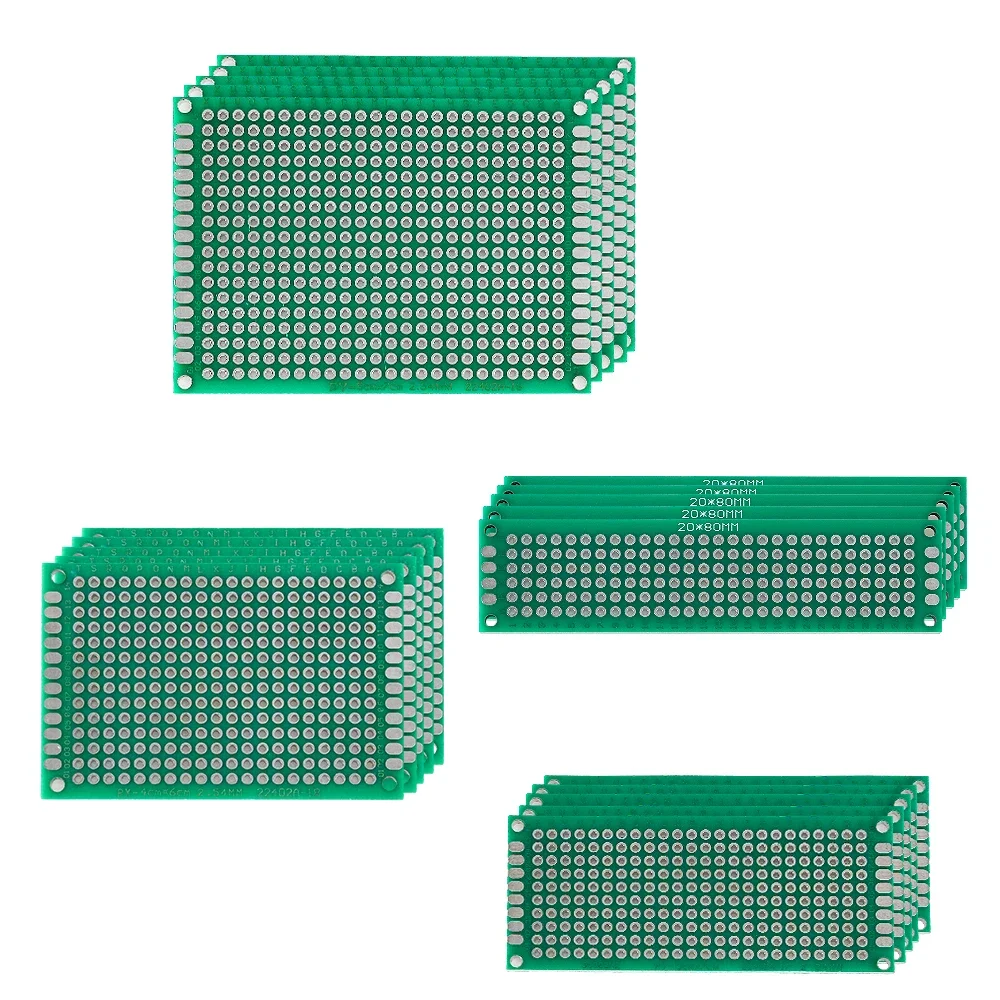 20 stücke PCB Prototyp Platine Schaltung Proto board Universal Strip board Prototyping Vero board 2x8 3x7 4x6 5x7cm 5 stücke jedes gemischte Doppel