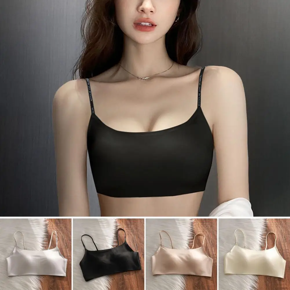Contoured Cups Bra Satin Bralette with Adjustable Straps Wireless Support Padded Cups for Women Comfortable for Everyday