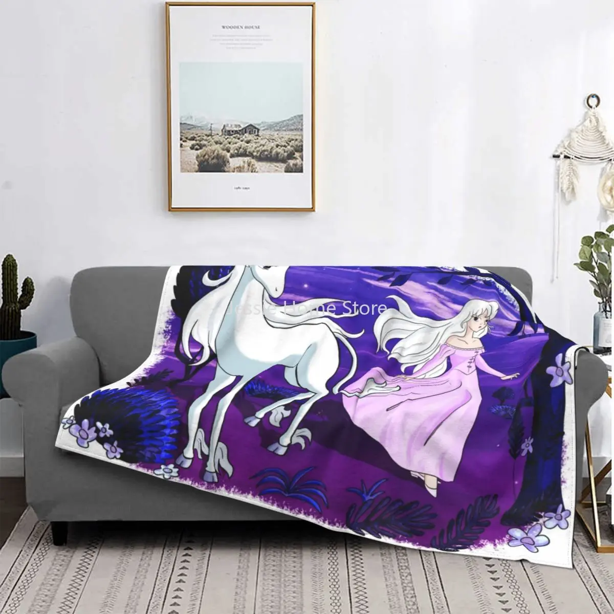 

The Last Unicorn Lady Amalthea Blanket Coral Fleece Plush Textile Decor Magic Animal Warm Throw Blanket for Home Outdoor Quilt