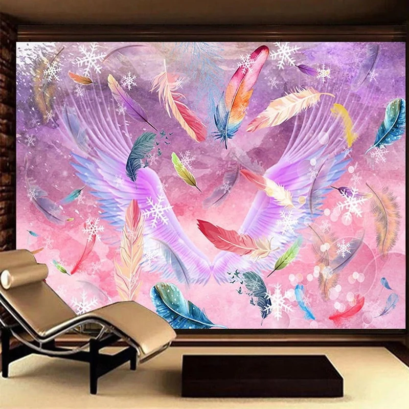 Custom 3D Mural Wallpaper Nordic Hand-painted Colorful Feathers Wall Paper Sticker Modern Art For Living Room Home Decor Fresco