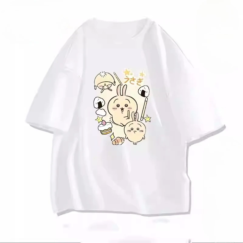 

Chiikawa Hachiware Usagi 3D-принт Y2K с круглым вырезом и короткими рукавами, дышащая повседневная быстросохнущая свободная удобная футболка