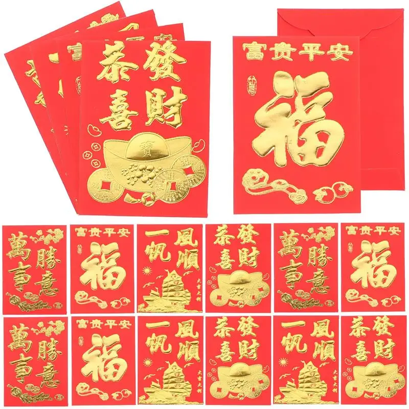 

160 Pcs New Year Hongbao Zodiac Tiger Hong Bao New Year Red Packets Gift Wrap Bags Paper Red Envelopes Festival Atmosphere