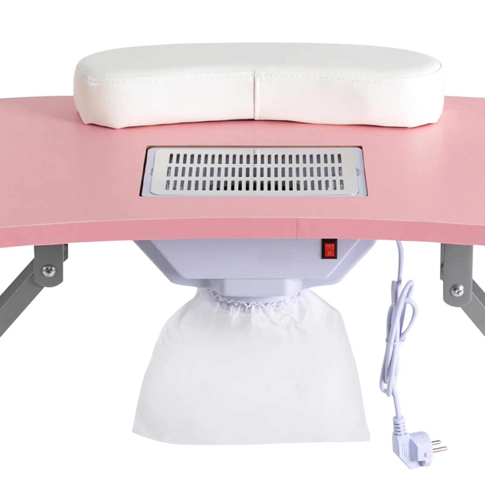 Foldable Nail Table W/ Wheels Multifunctional Portable Manicure Table with MDF Table Top for Households Nail Salons