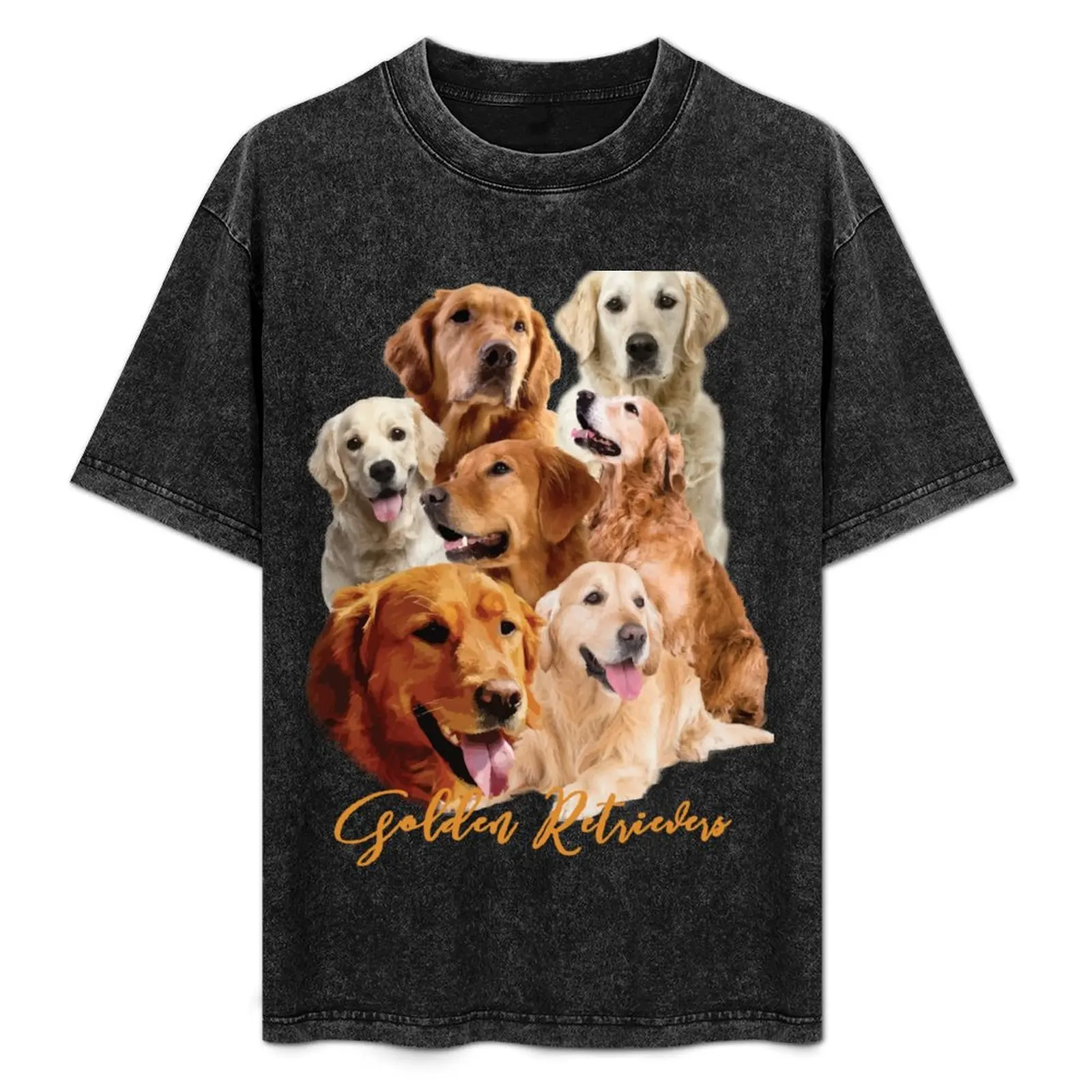 

Golden Retriever Composite! Especially for Golden owners! T-Shirt Basic Solid Color Short Sleeve Cotton Top