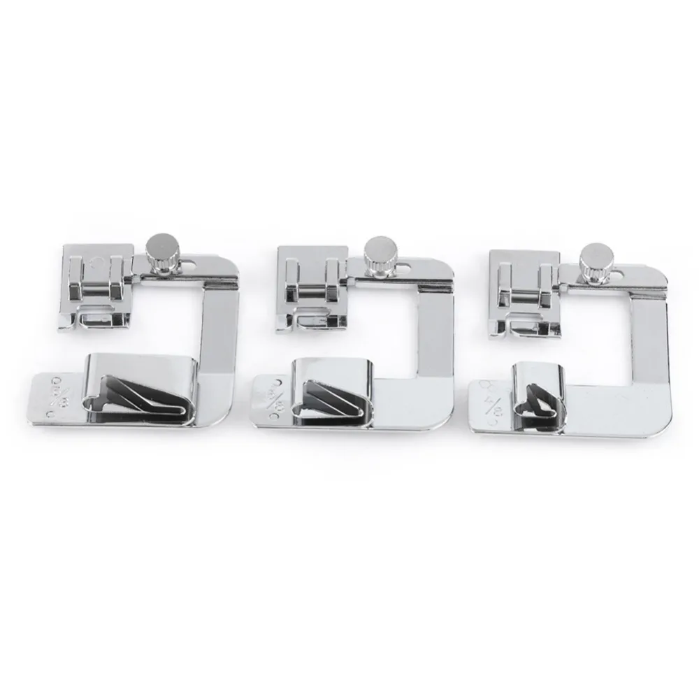 

3pcs Multifunction Snap on Presser Feet Wide Hemming Snap on Hemming Presser Foot Zinc Alloy Low Shank Rolled Hem Presser Foot