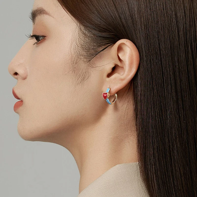 Pendientes de cobre esmaltado para mujer, aretes sencillos de Corea del Sur, botón de amor para la oreja, regalo para banquete, boda, 2023