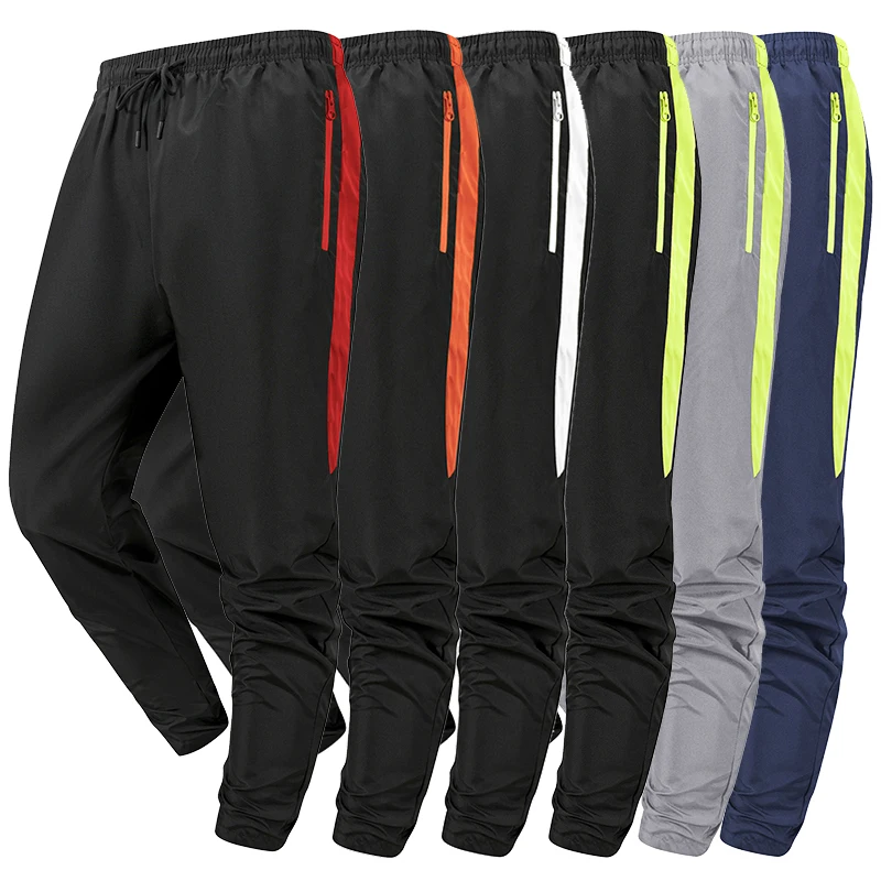Herren Colorblock Patchwork Athleisure-Hose mit Reißverschlusstaschen Frühling Herbst Atmungsaktive Schnelltrocknende Wander- und Laufsporthose