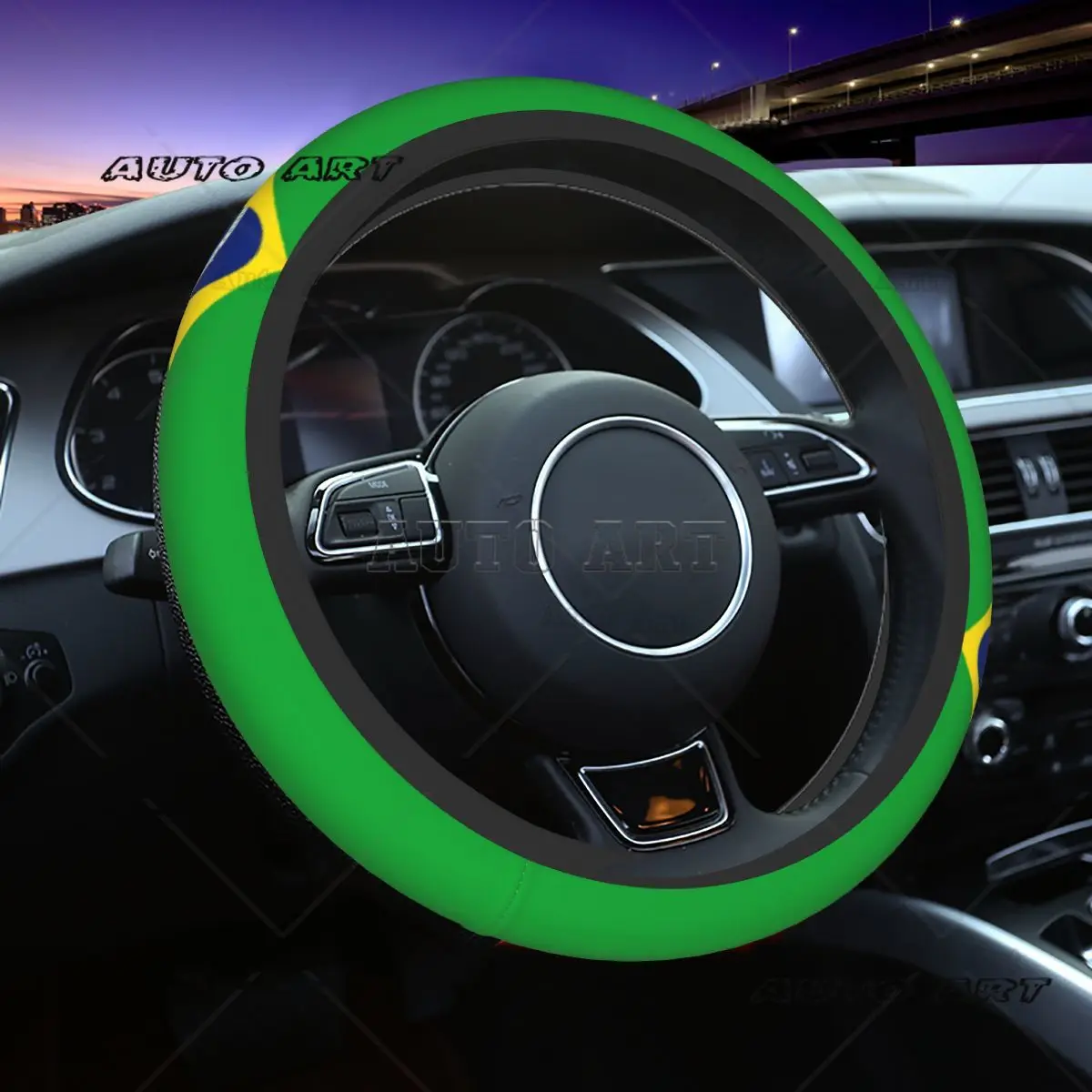 Brazil Flag Car Steering Wheel Cover 37-38 Anti-slip Auto Steering Wheel Protector Elastische Car-styling Car Accessories