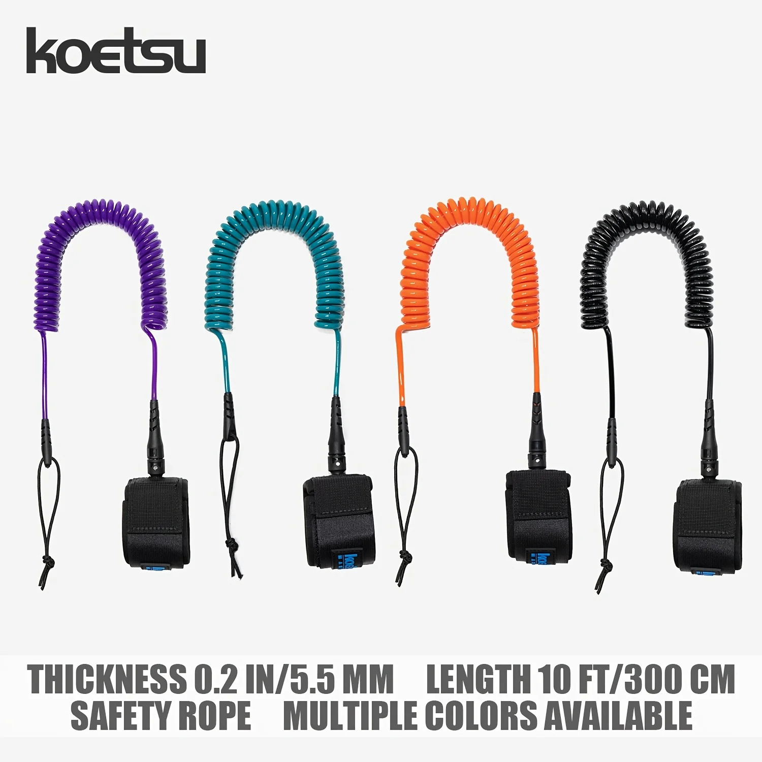KOETSU SUP Paddle Board Leine 10FT 5,5 mm/0,22 Zoll TPU-Material Starkes Kabel mit Knöchel MAGIC TAPE Bequeme, sichere Passform – Detail 3