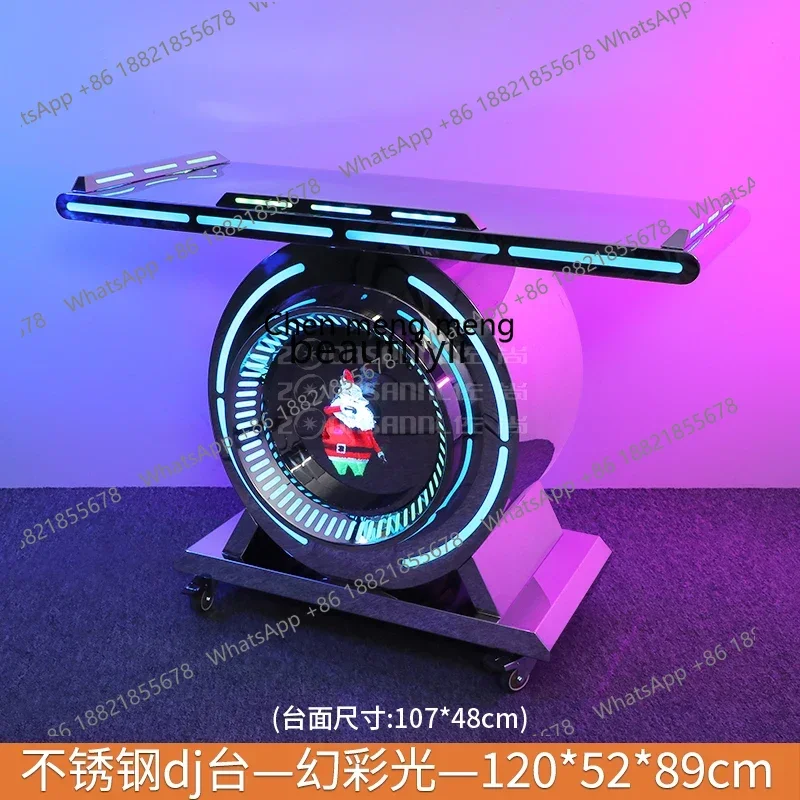 ss7486 Bar DJ Disc Table Luminous Mobile Customizable Logo Nightclub Party Room Box Stainless Steel Disc Machine