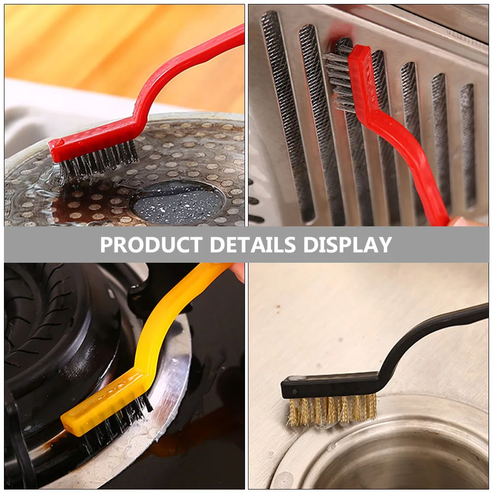 

3 Pcs Wire Brush Cleaning Rust Small Size Stainless Nylon Bristle For Narrow Spaces Industrial Use