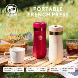 French filter press portable outdoor coffee press with coffee plunger filter cup pot grinder slag water separation