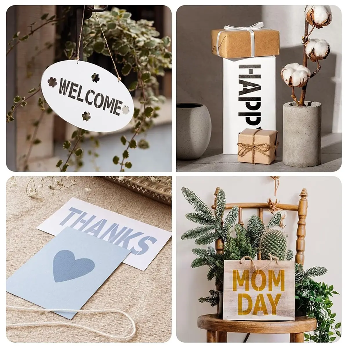 Time Saving 2 Inch Letter Stencils and Numbers: 42 PCS Alphabet & Number Stencils for DIY Ornaments Cards Wood Burning Rock Pain