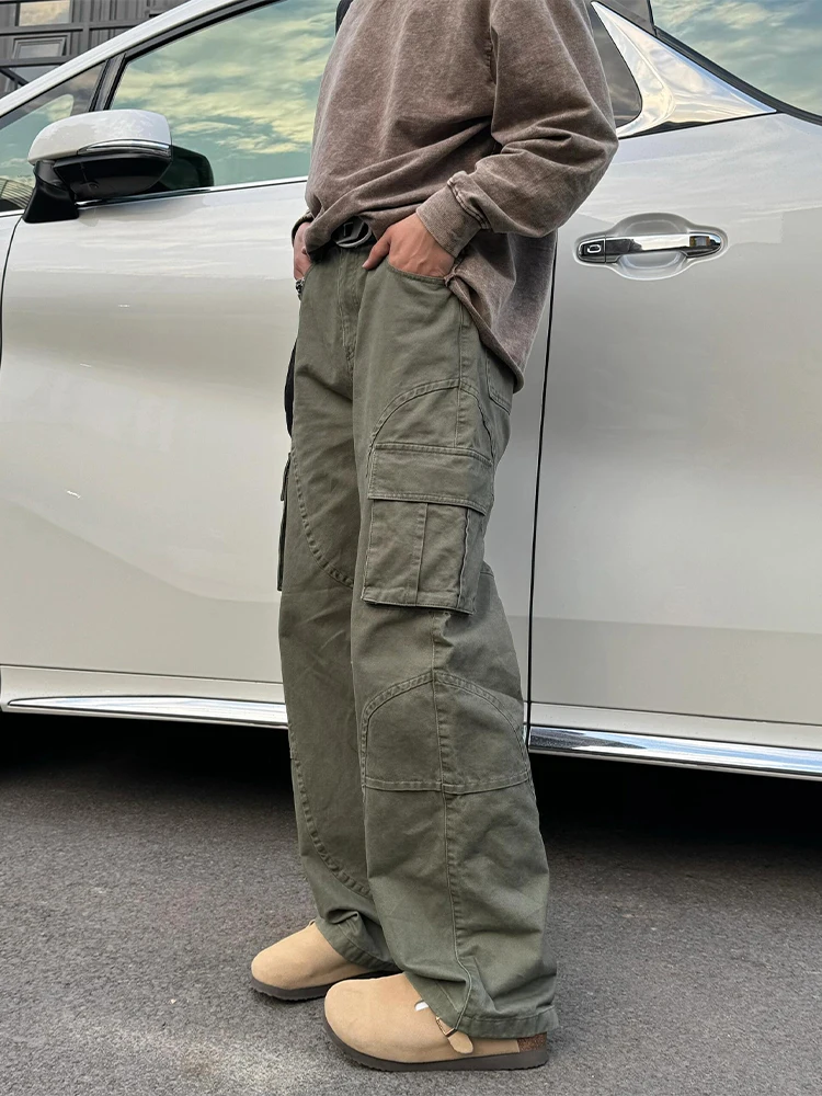 

Deep ey Cleanfit Men's Straight Leg Workwear Pants American Retro Wide Leg Casual Long Trousers Autumn Faion Brand