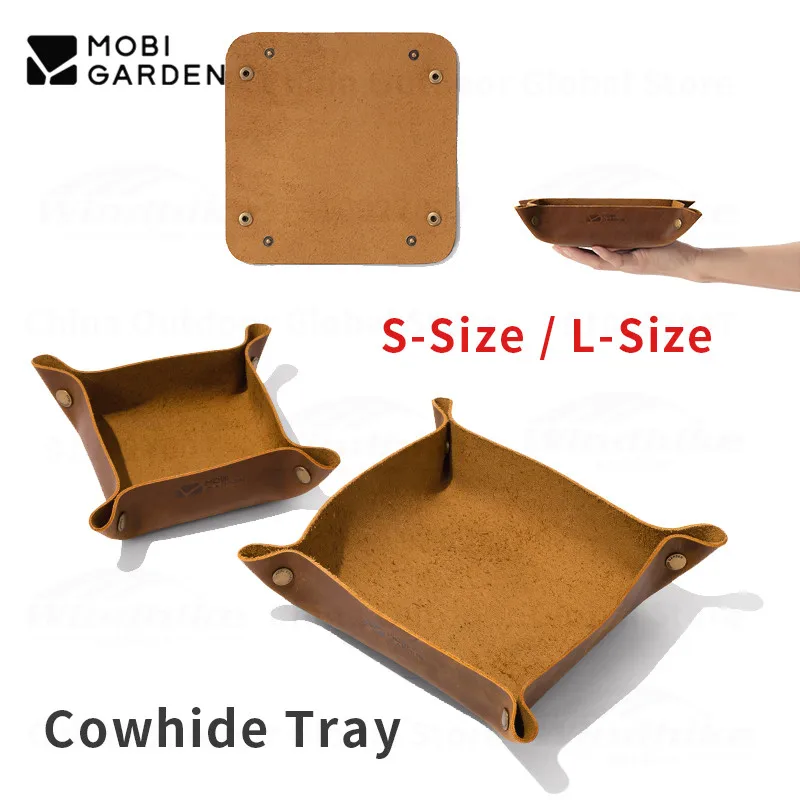 

MOBI GARDEN лоток из воловьей кожи, кожаный ящик для хранения, домашний ежедневный портативный настольный органайзер для пикника, лоток для кемпинга, аксессуары для кемпинга
