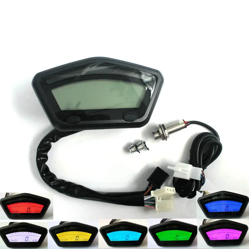 7 color adjustable motorcycle rider car naked handle modified instrument LCD meter odometer speed adjustable fuel