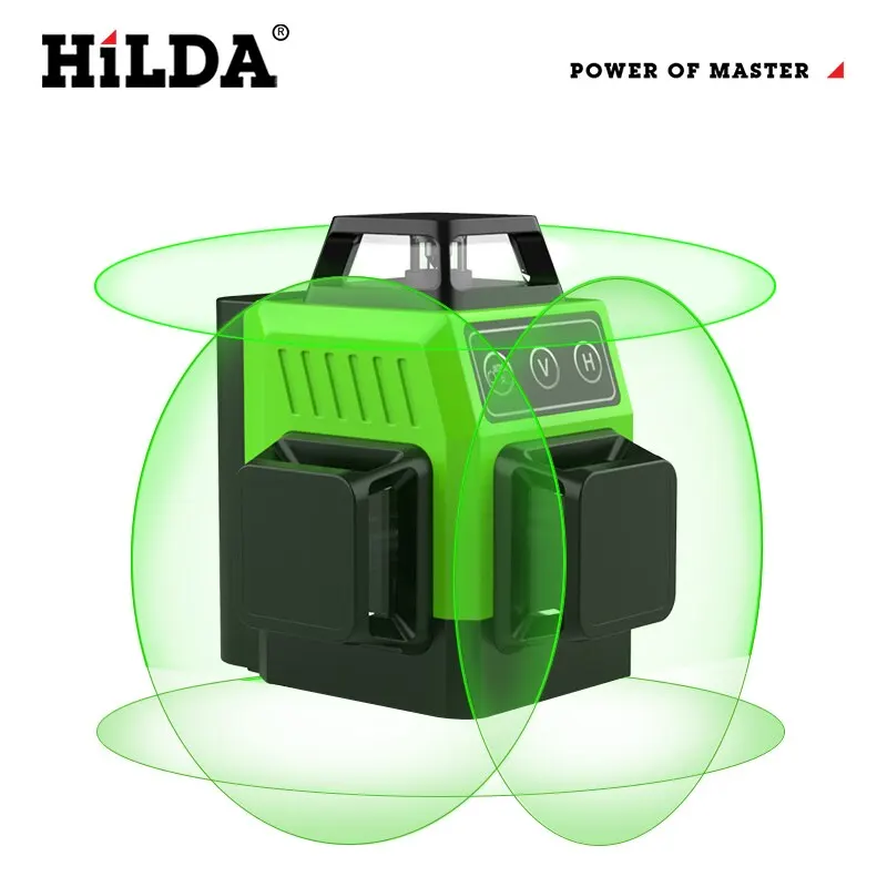 HILDA Laser Level Mini 12 Lines 3D Self-Leveling 360 Horizontal And Vertical Cross Super Powerful Green Portable Laser Beam Line