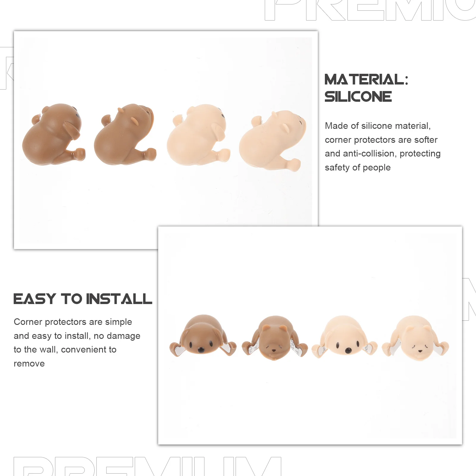 

4pcs Silicone Animal Corner Protectors Dog Bear Design For Home Furniture Safety Bumpers Table Corner Guards Proofing