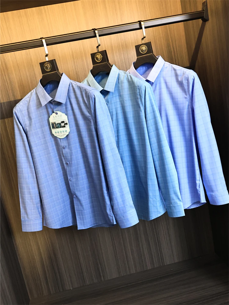 

Premium Men's Long Sleeve Shirt Comfortable Touch Floral Embroidery Seamless Business Casual Standard Fit Summer Cool Sensation