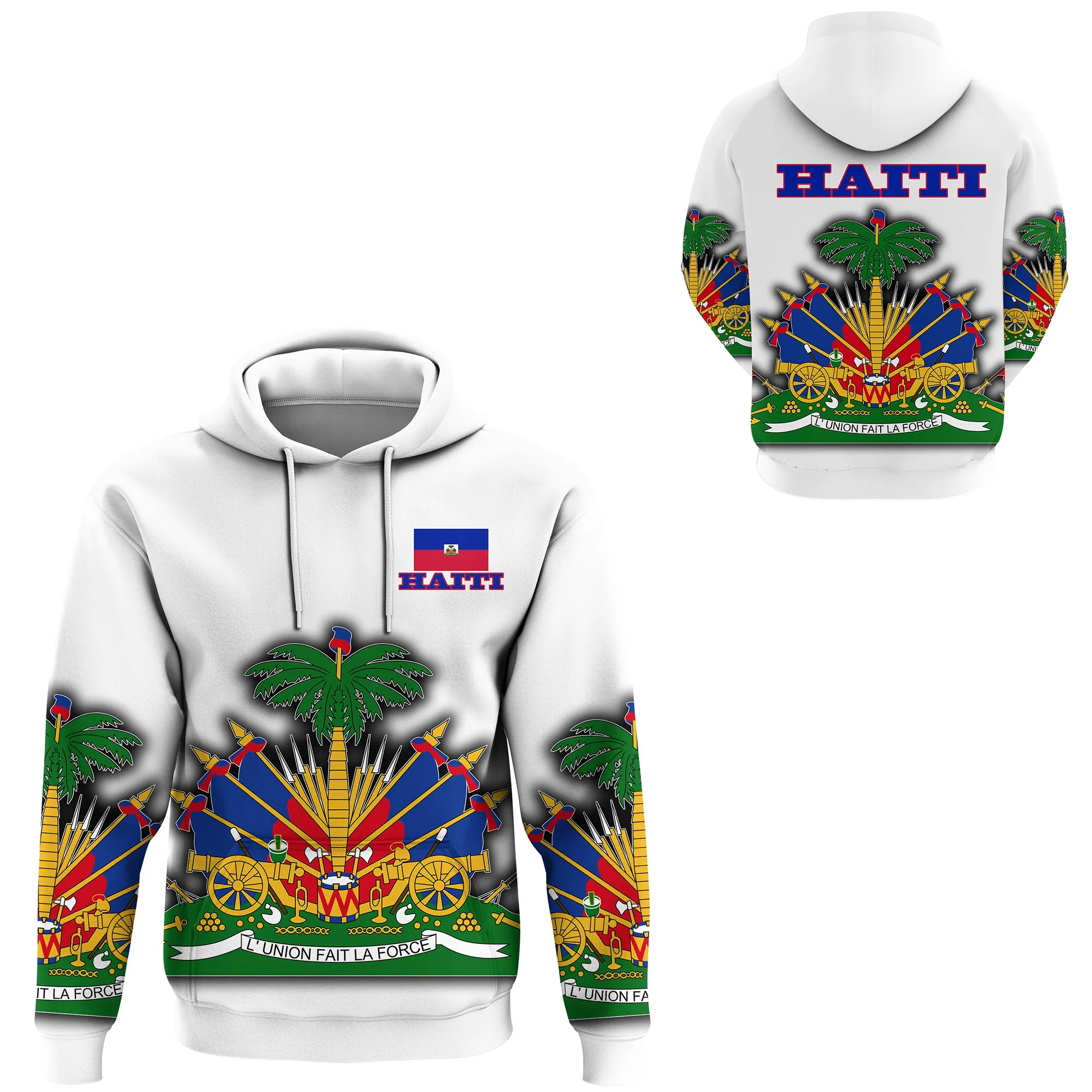 Sudadera con capucha para hombre y mujer, suéter con estampado de bandera de país, Mar caribeño, Isla de Haiti, Retro, chándal,